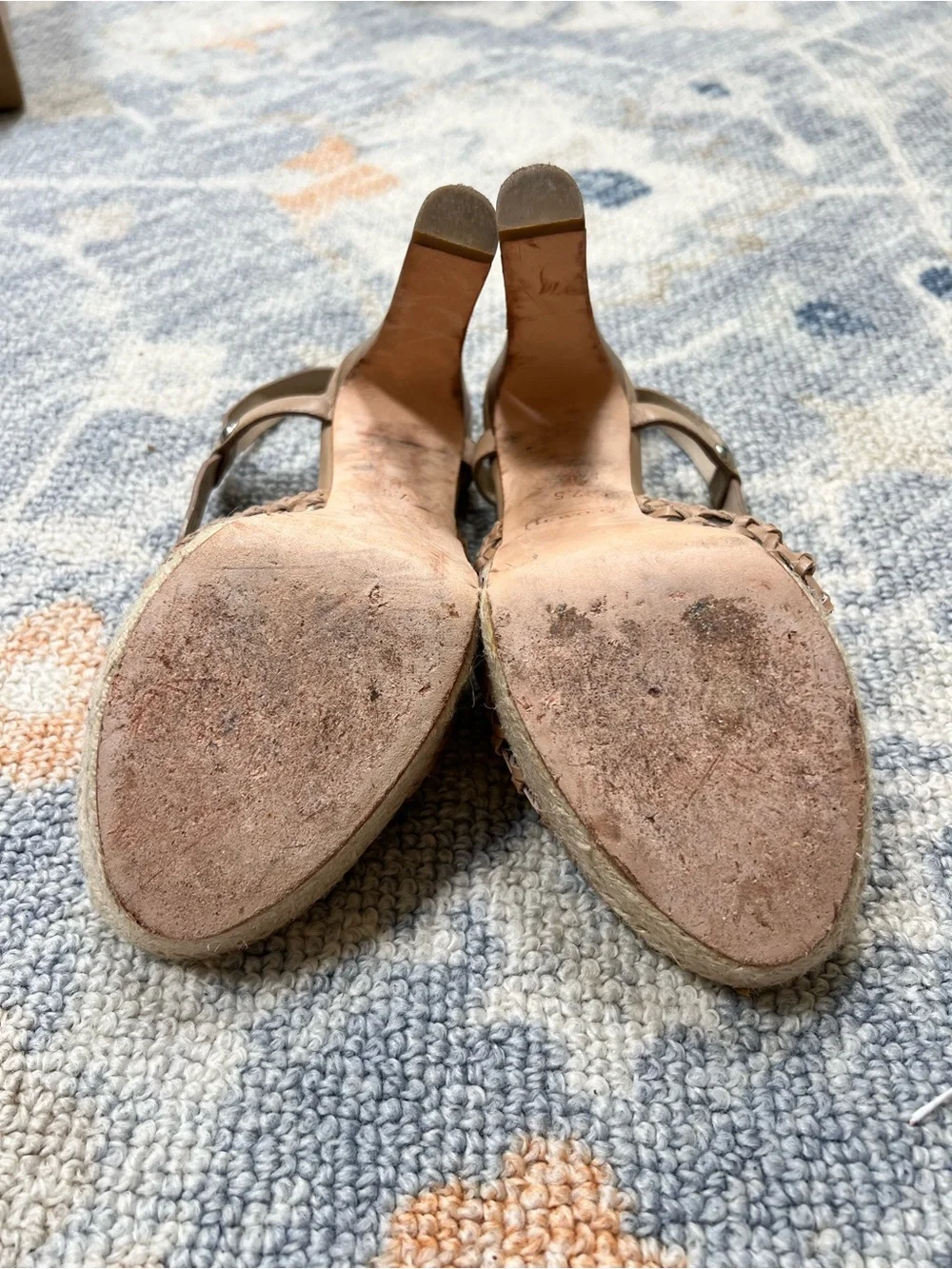 Coach Women's Tan Woven Leather heel Sandals